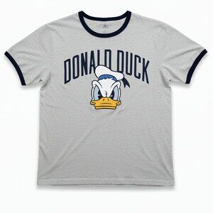 Disney Donald Duck T-Shirt Women’s Large Graphic Ringer Tee Angry Face